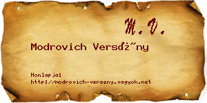 Modrovich Versény névjegykártya